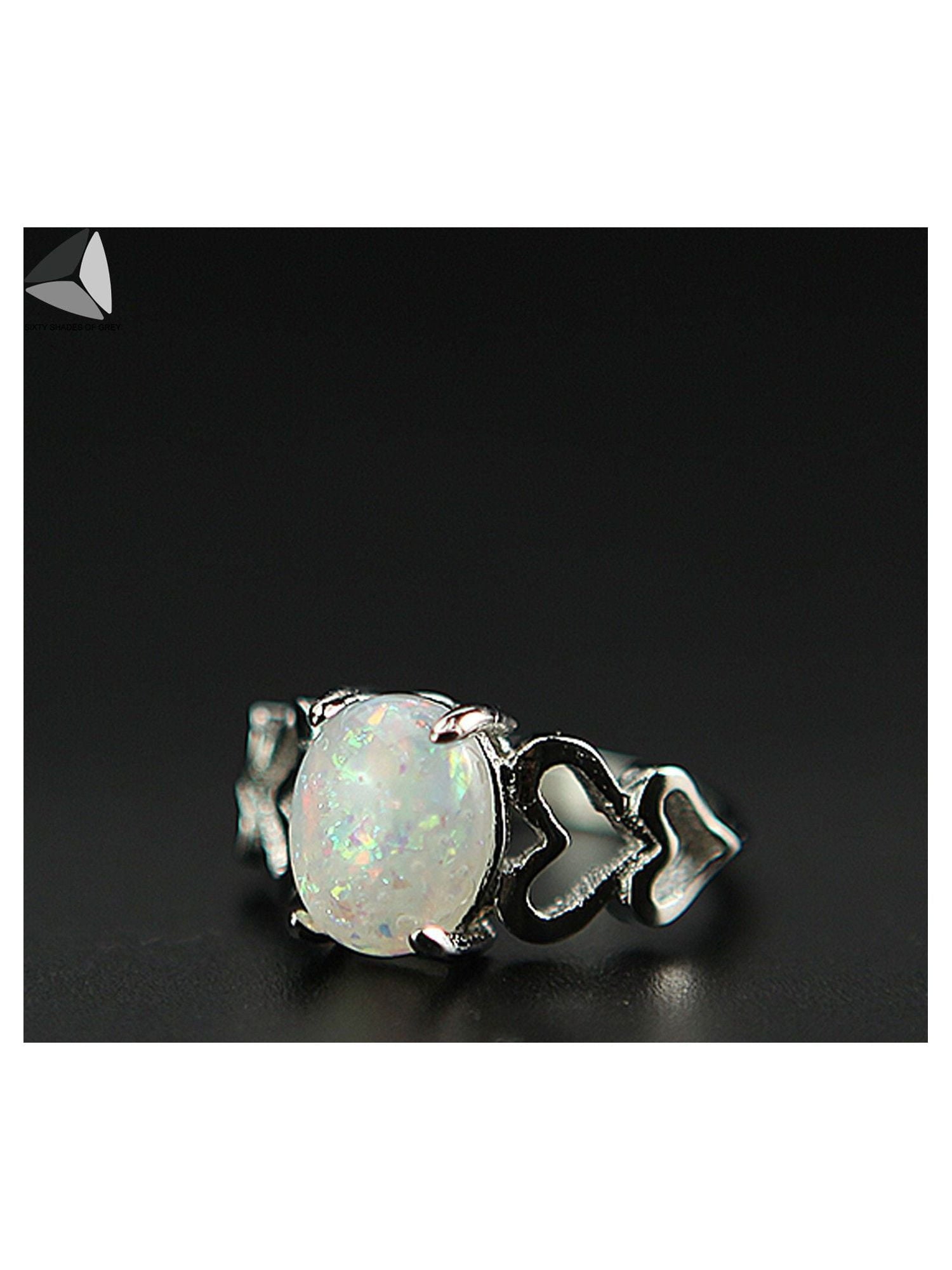 Created Oval White Opal Rings 925 Sterling Jewelry for Womens (Size 7)
