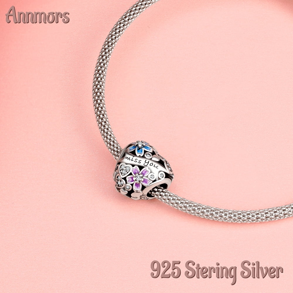 925 Sterling Charm for Bracelets Four Leaf Clover Lucky OpenWork Bead Charm Women Bracelet Charm
