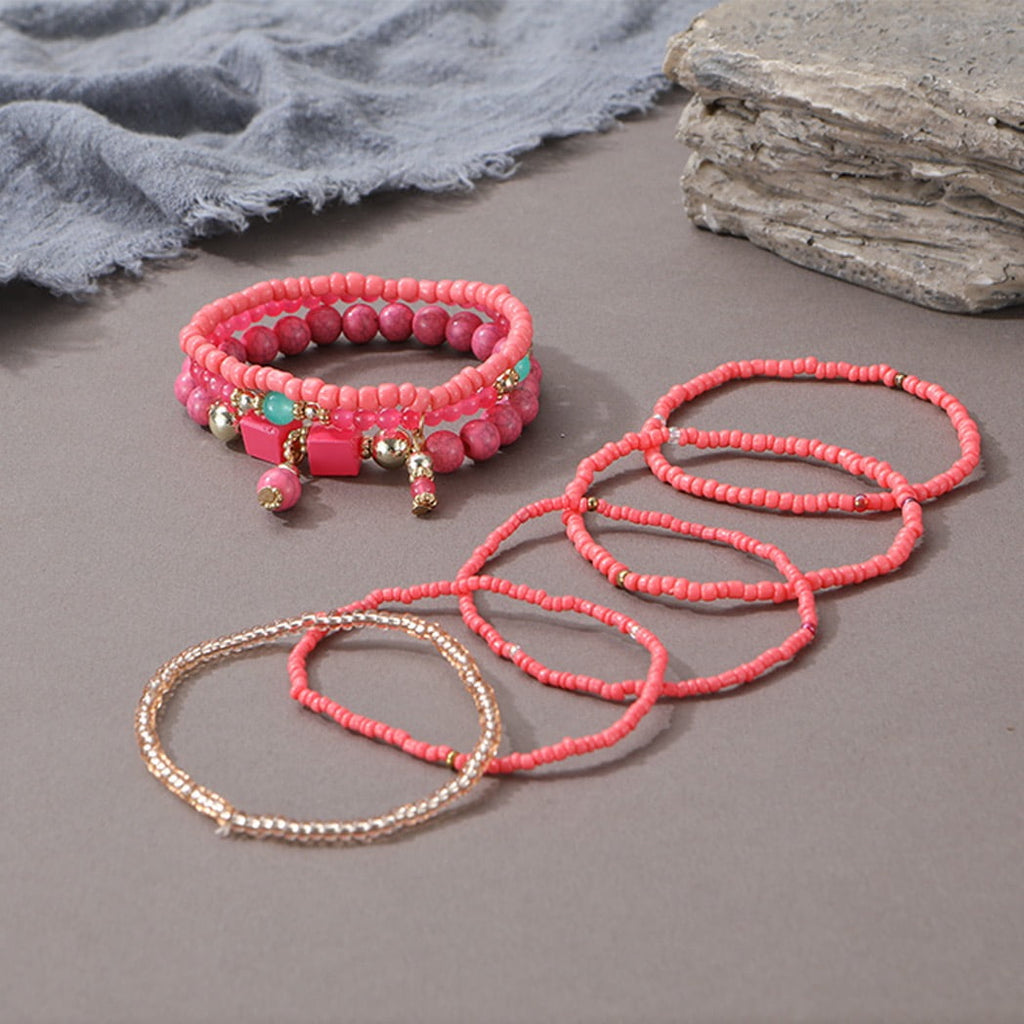8 PCS Bohemian Women's Bracelet, Beaded Bracelet, Women's and Girls