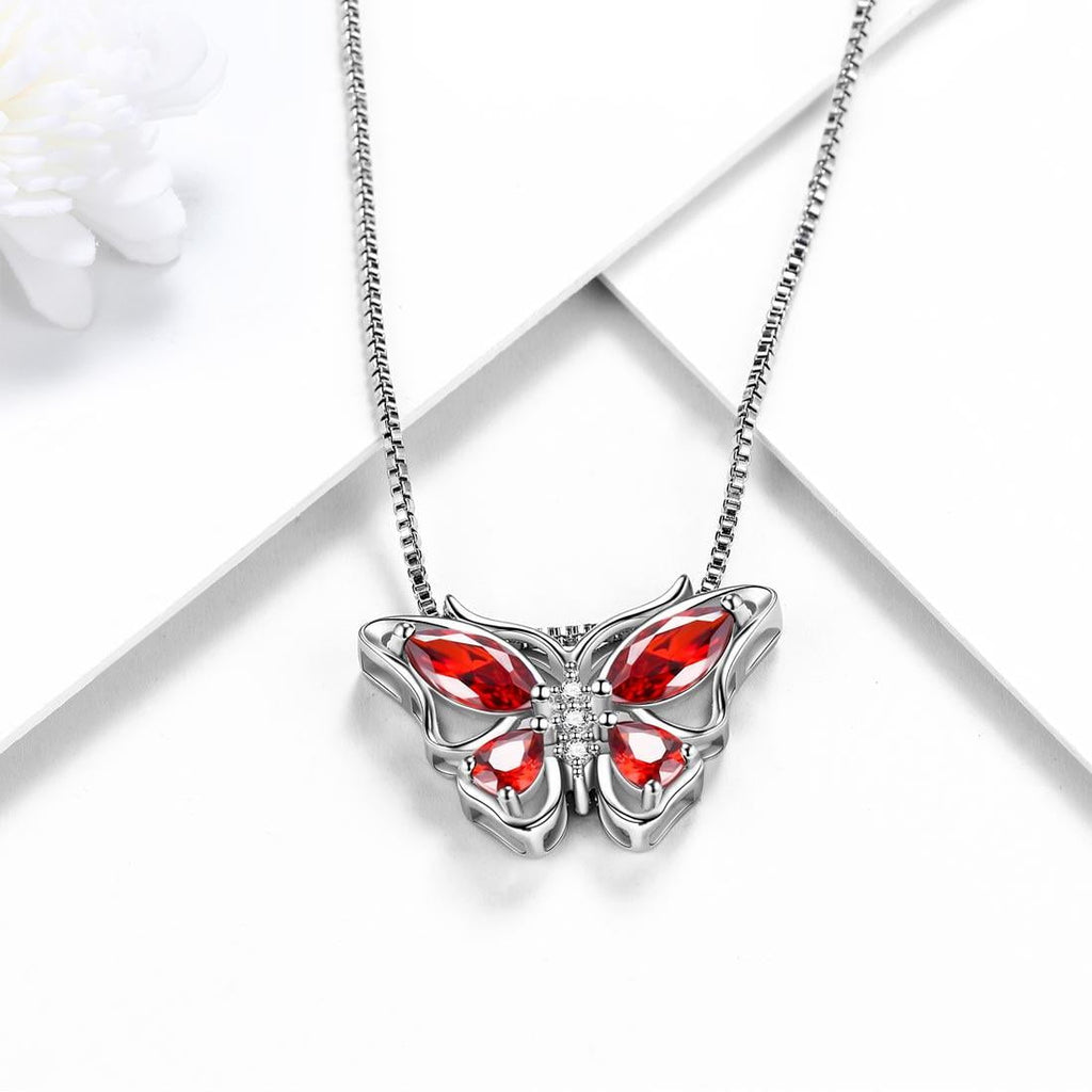 December Tanzanite Blue Butterfly Necklaces 925 Sterling Pendant Jewelry for Women Wife