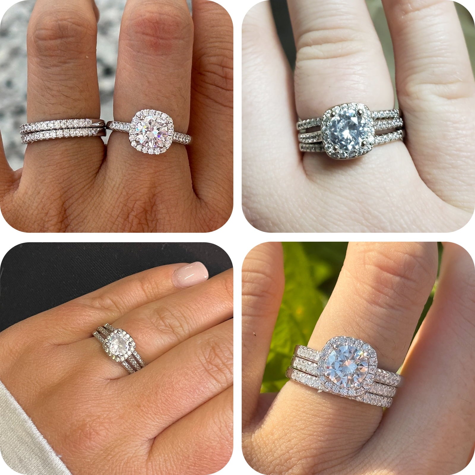 Halo Wedding Ring Set for Women Bridal Sets 925 Sterling AAAAA Zirconia Size 7