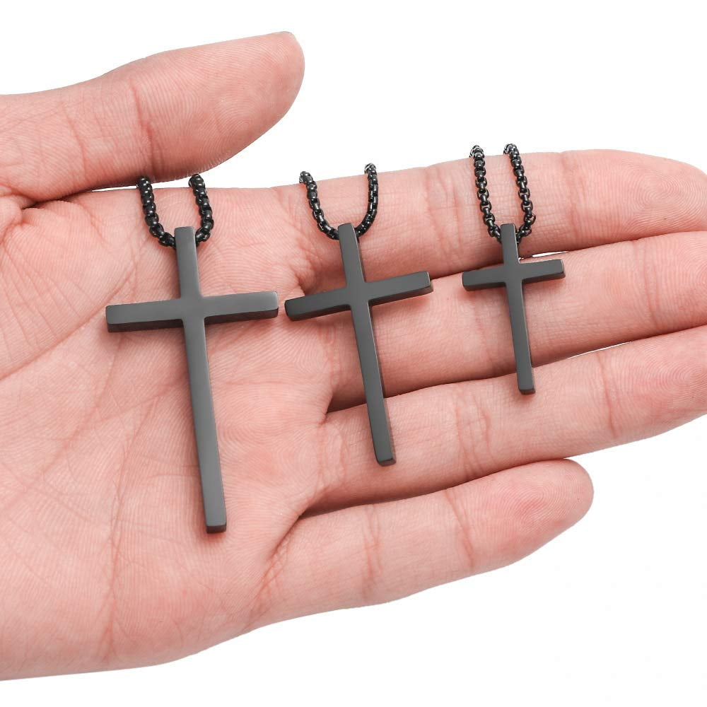 Cross Necklaces for Men Boys 316L Stainless Steel Pendant 16-30 inch Chain Jewelry Catholic Christian Easter Gifts for Men Father Husband Grandpa
