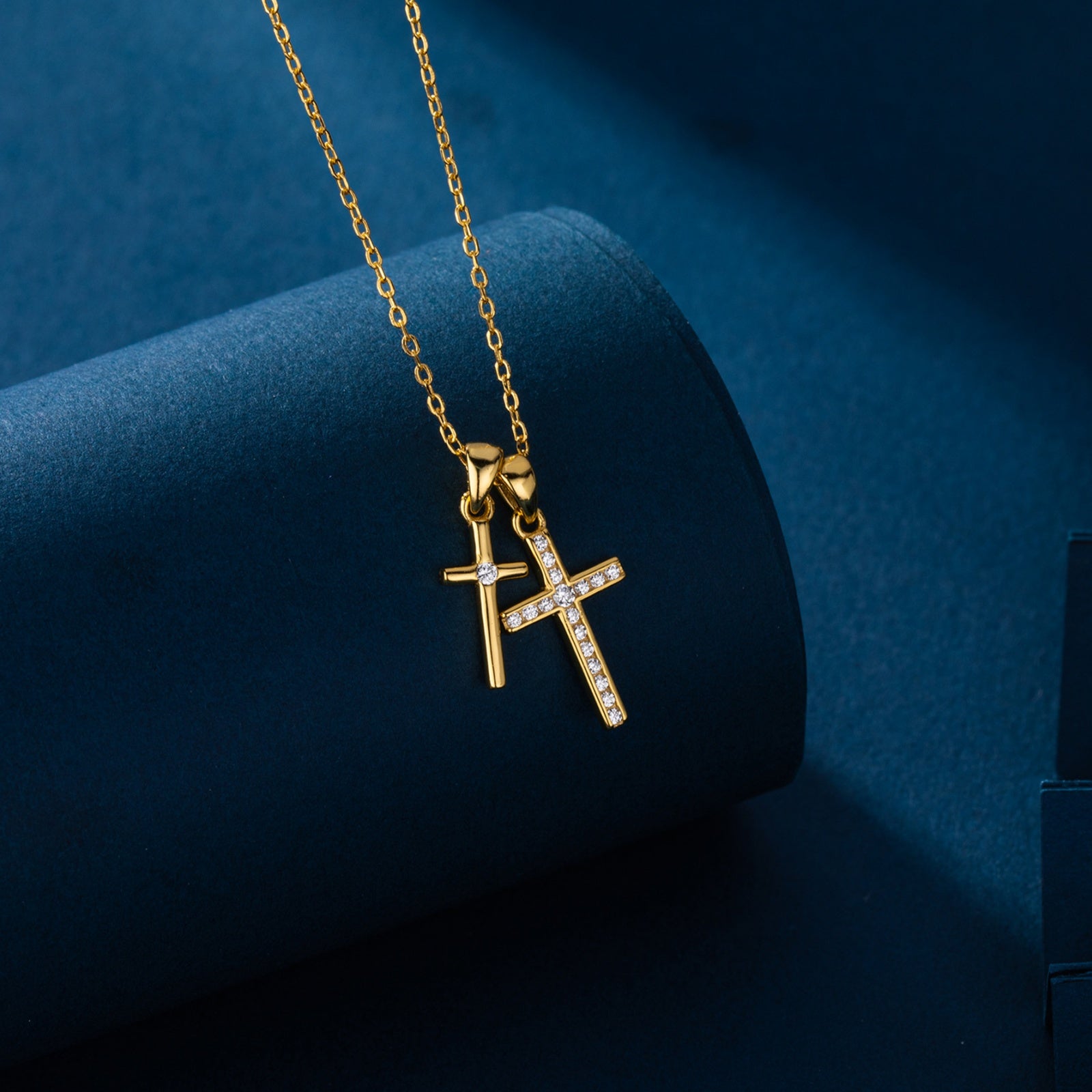 14K Plated Zirconia Cross Pendant Necklace for Women with 925