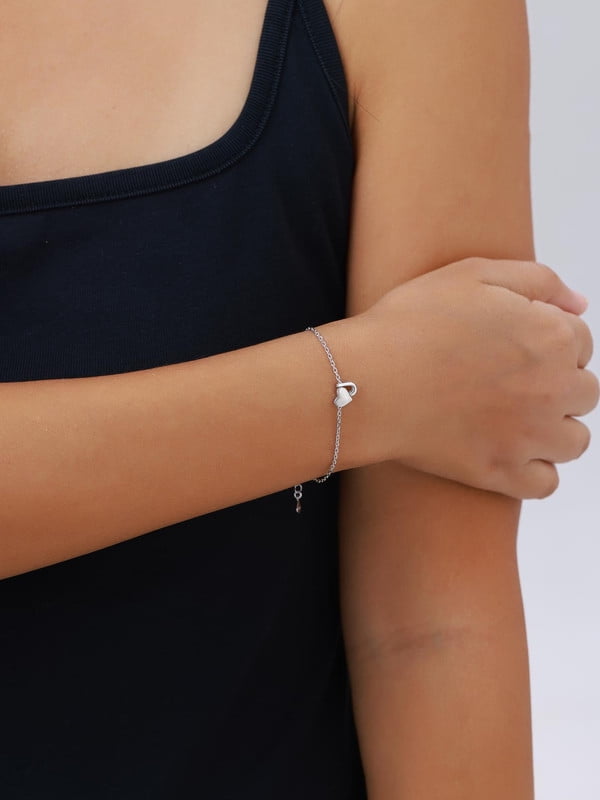 Women's Sterling Bracelets Heart &amp; Alphabet Letter A Initial Bracelet Charm Jewelry Gifts for Her