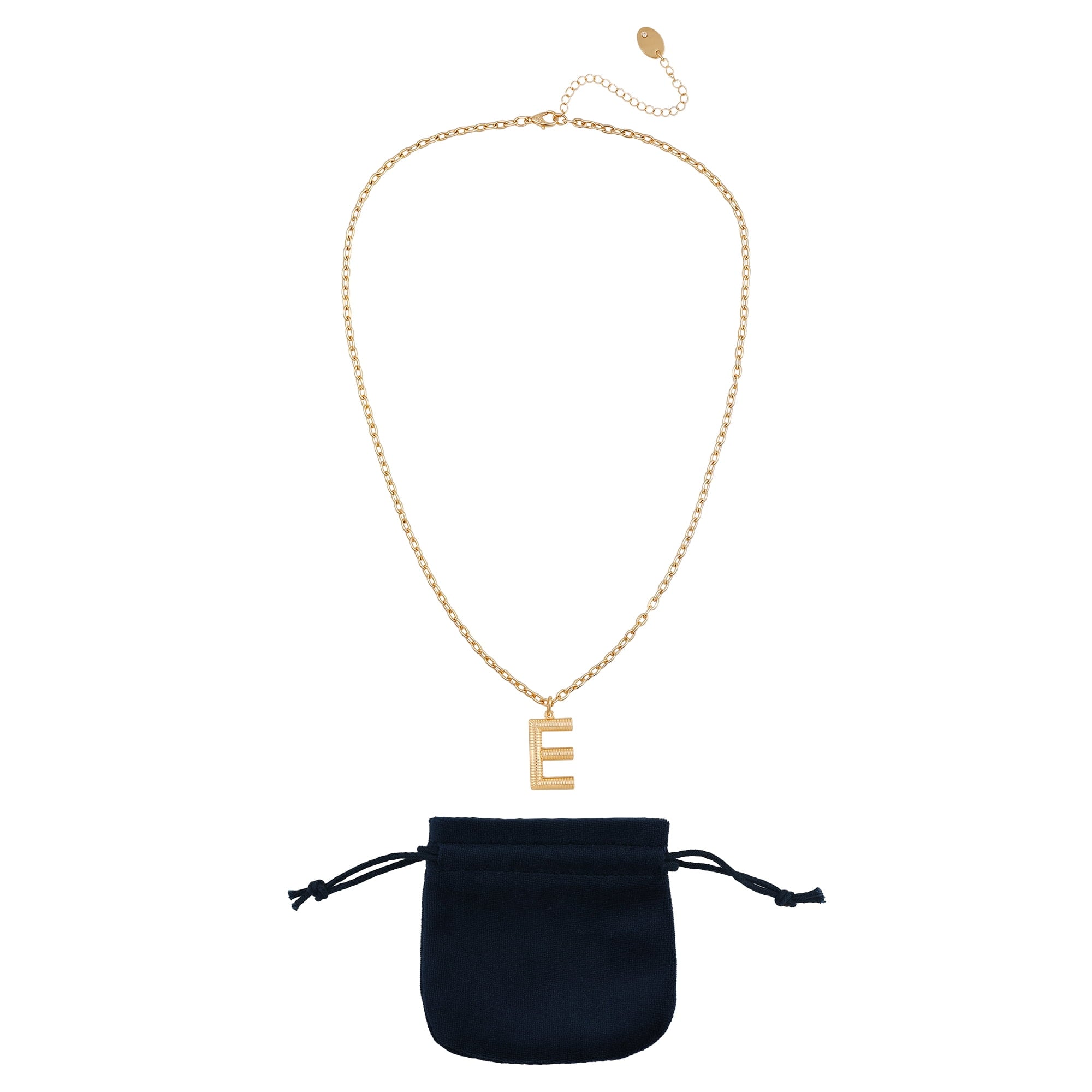 Women's Goldtone Initial E Necklace with Giftable Pouch