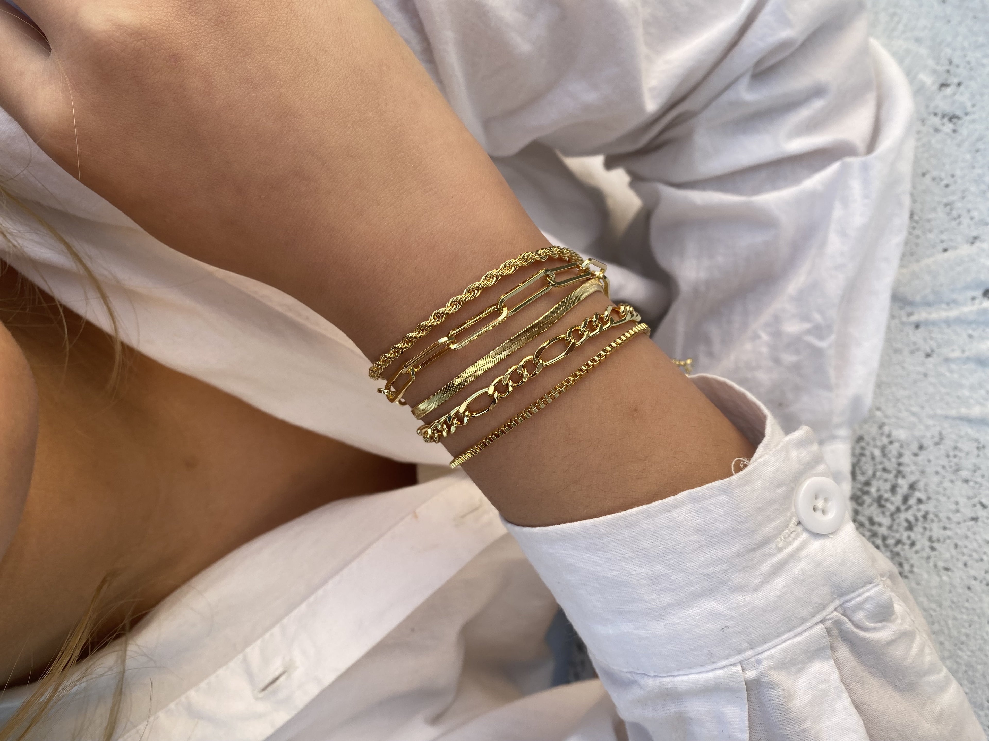 6PCS Bracelets for Women 14K Plated Dainty Layered Stacking Jewelry Set Gifts