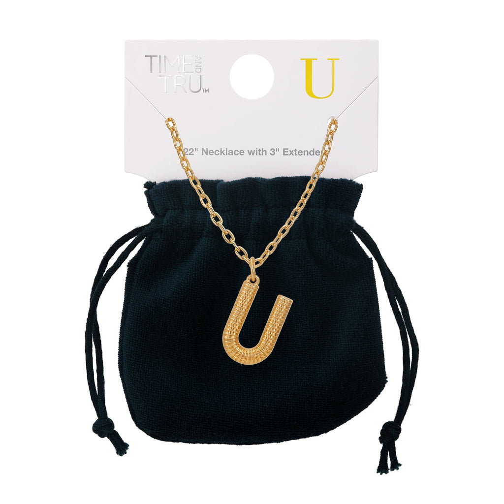 Women's Goldtone Initial E Necklace with Giftable Pouch