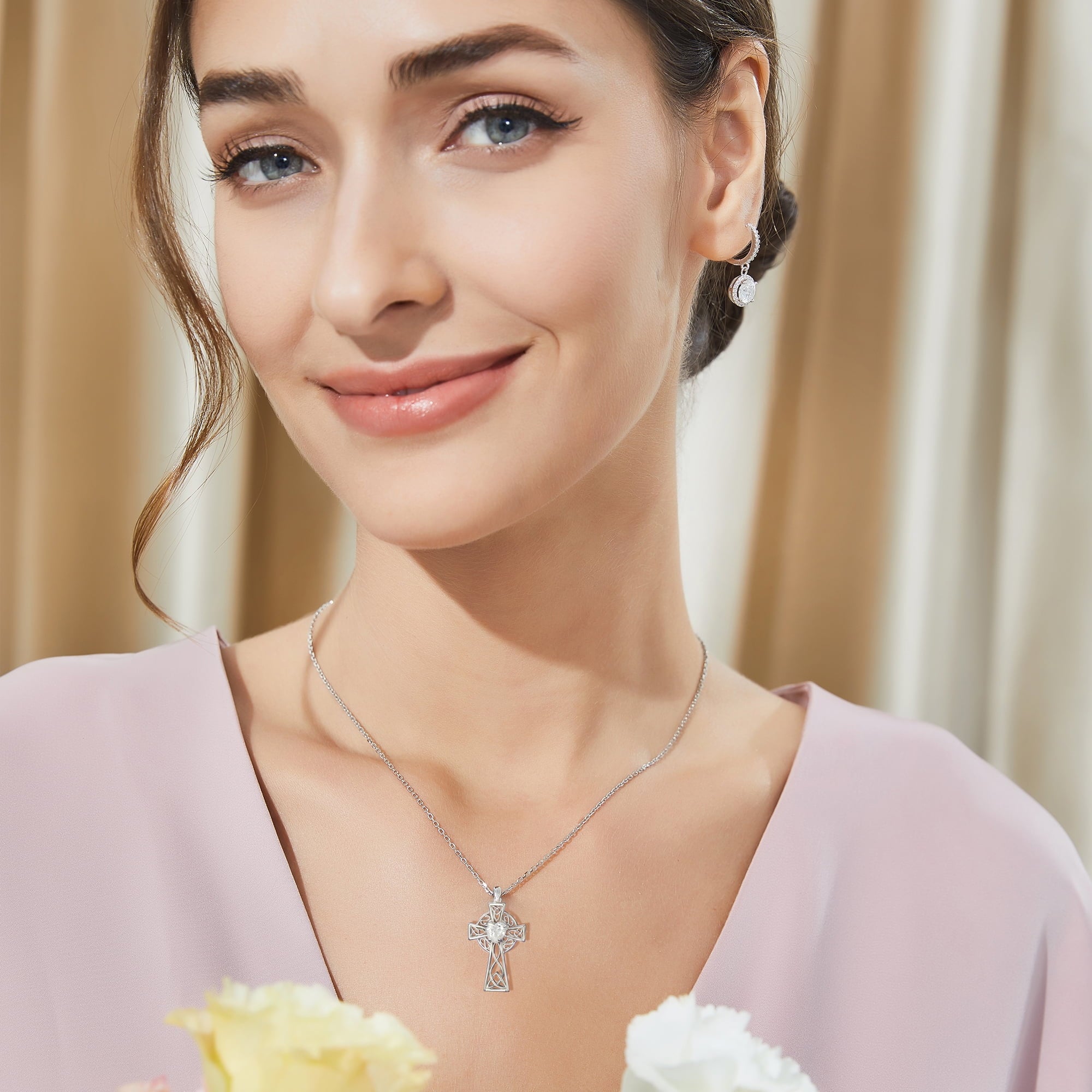 Cross Necklace for Women 1 Cross Pendant 925 Sterling Easter Christian Jewelry Gifts