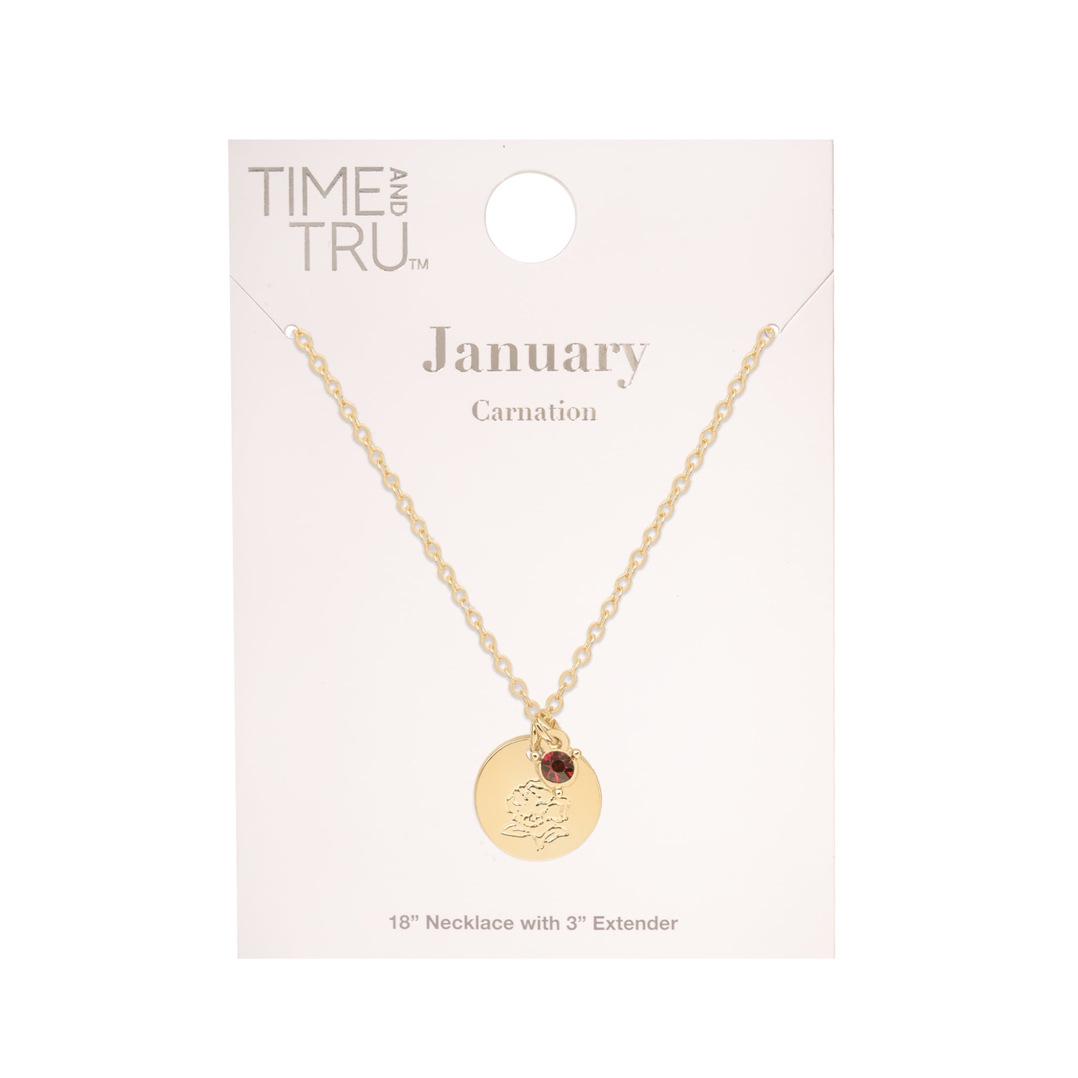 Women’s March Necklace, Tone Chain with Light Azure Stone &amp; Daffodil Flower