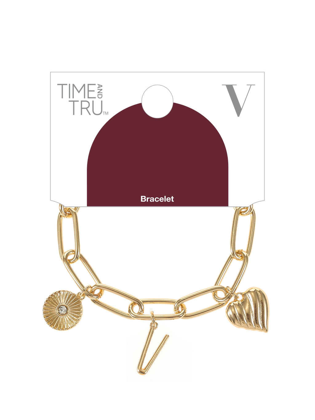 Goldtone Initial Charm Bracelet, Initial J