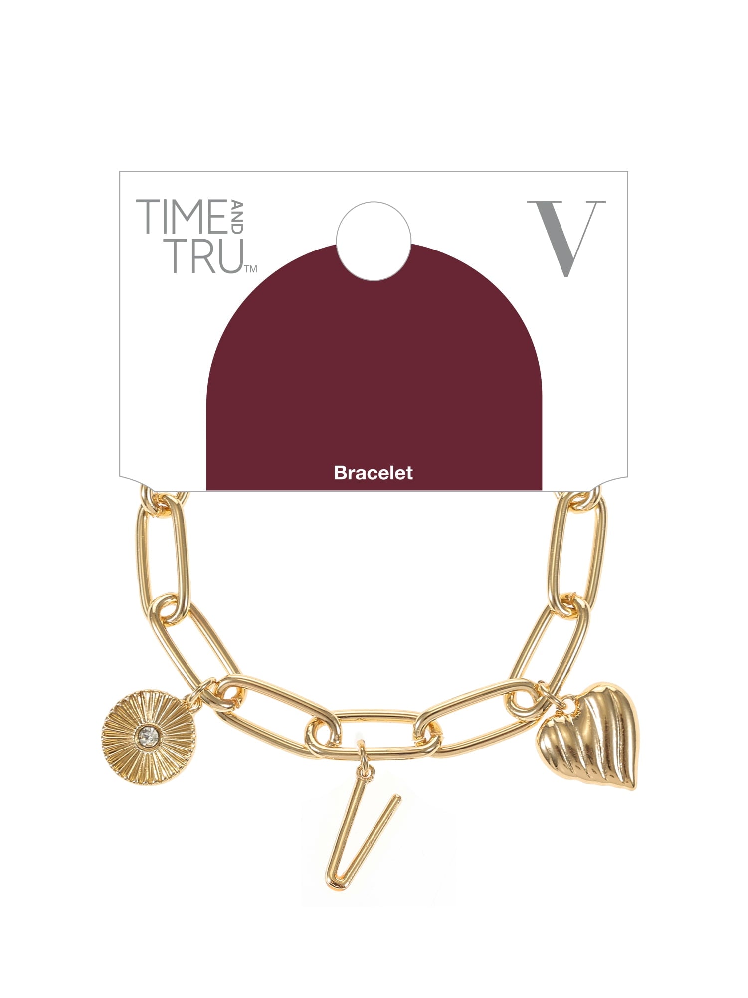 Goldtone Initial Charm Bracelet, Initial J