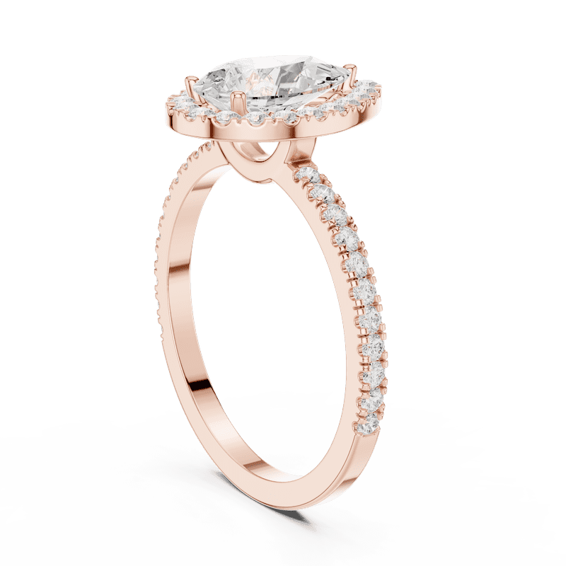 Diamond Ring | 1.37 Pear Cut Diamond Ring for Her | 18K Rose Plated over | D/VVS1 Size 7
