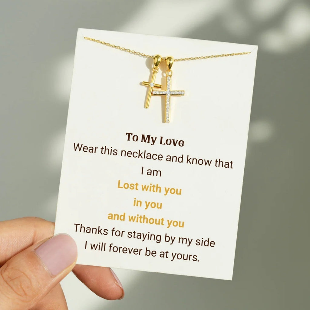 14K Plated Zirconia Cross Pendant Necklace for Women with 925
