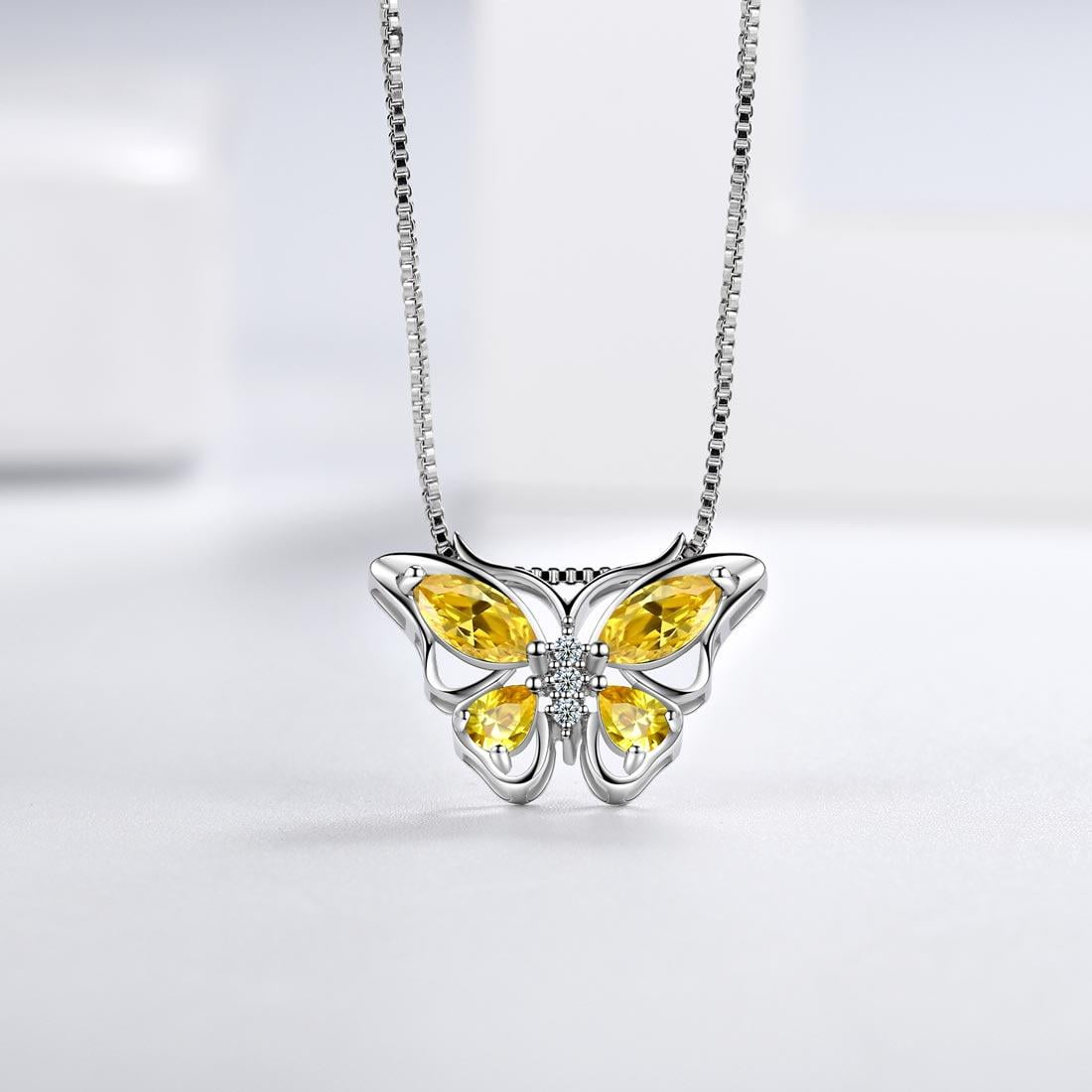 December Tanzanite Blue Butterfly Necklaces 925 Sterling Pendant Jewelry for Women Wife