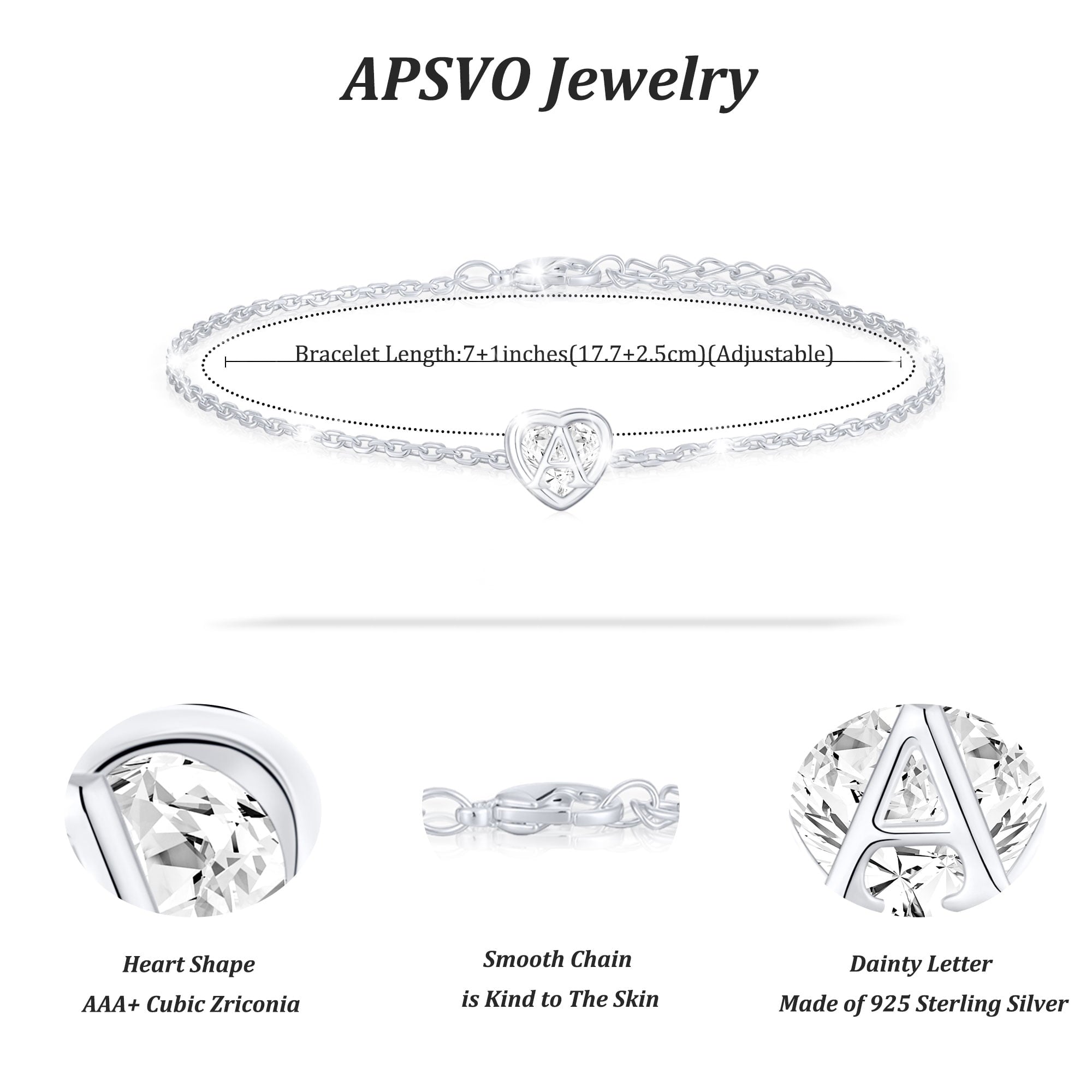 S925 Sterling Plated Heart Initial Bracelets for Women Girls CZ Letter A Bracelet Easter Basket Stuffers Jewelry Gifts Teen Her Mom Wife Lady Adults Kids Age Ideas