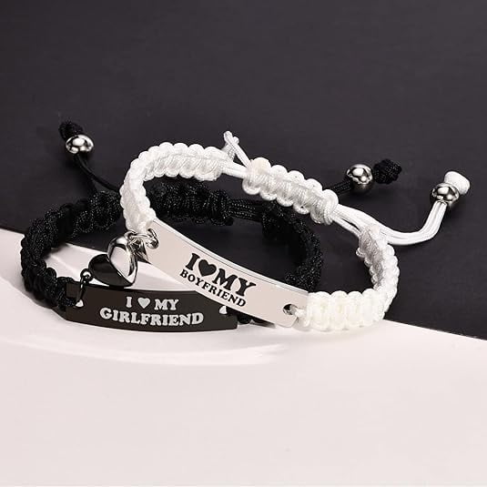 Magnetic Couples Bracelet, Adjustable Matching Macrame Bracelets, Stainless Steel Distance Relationship Bracelet, BF and GF Gifts
