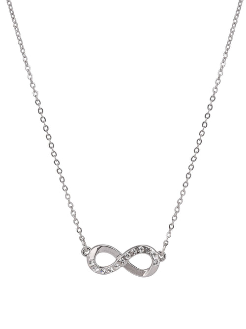 Adult Women's Tone Infinity Crystal Metal Pendant Necklace