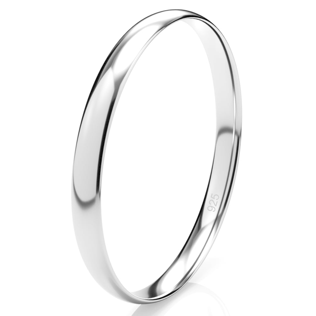 2MM Sterling High Polish Plain Dome Tarnish Resistant Comfort Fit Wedding Band Ring Sz 6.5