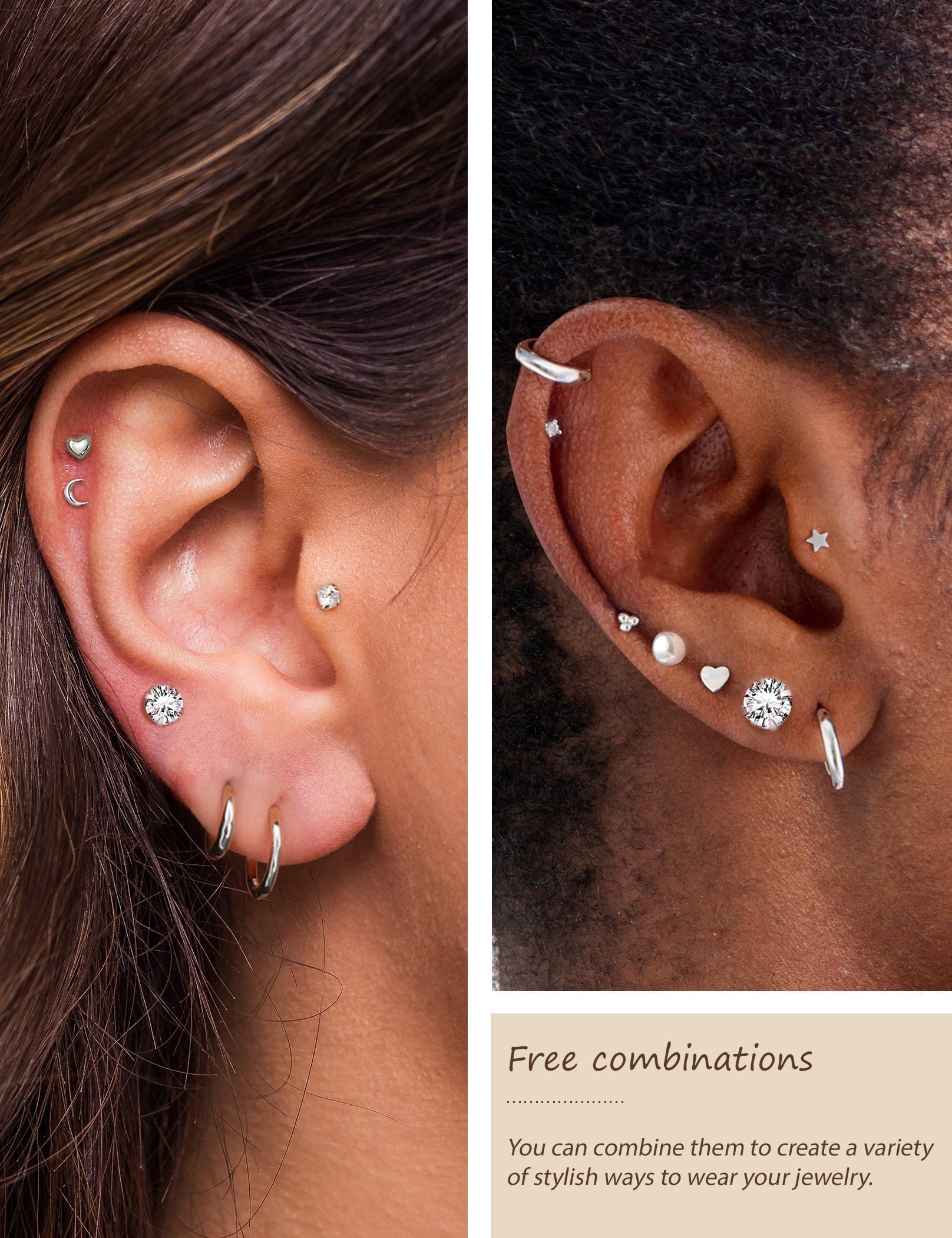 6 Pairs Stud Earrings Hypoallergenic Surgical Steel Cubic Zirconia Earrings