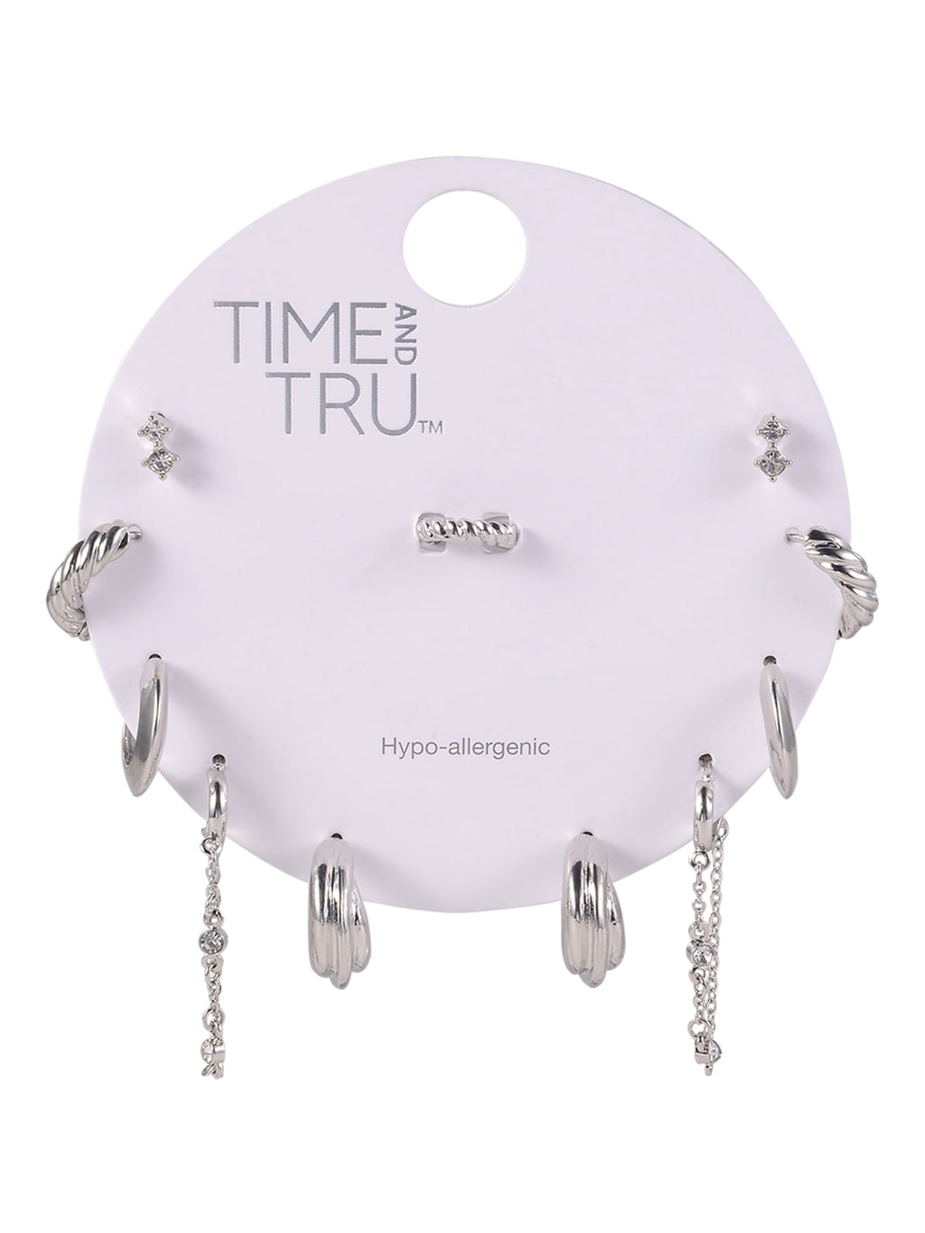 Adult Female -Tone 5 Pair Twisted Triple Hoop Stacker Earring Set