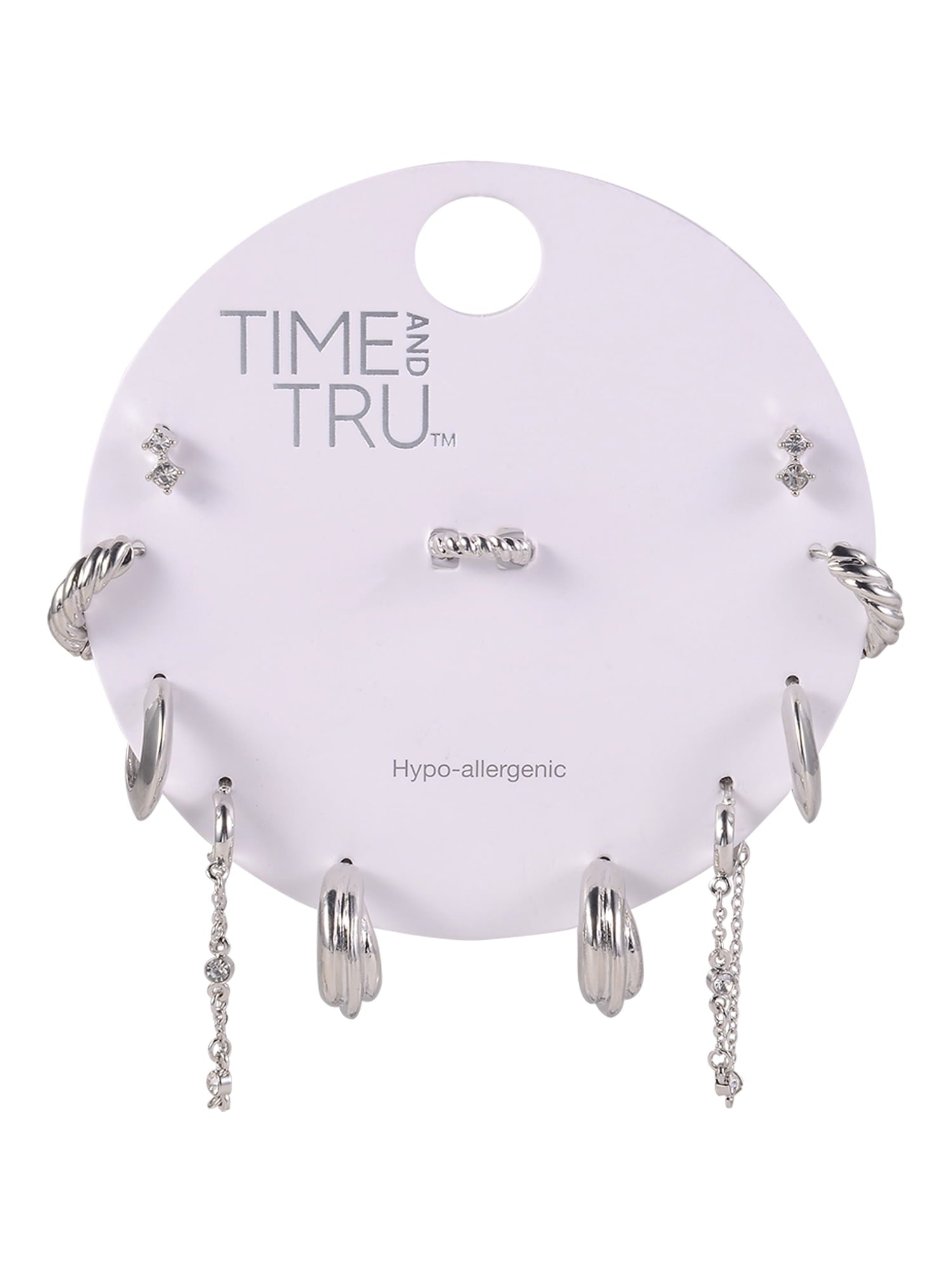 Adult Female -Tone 5 Pair Twisted Triple Hoop Stacker Earring Set