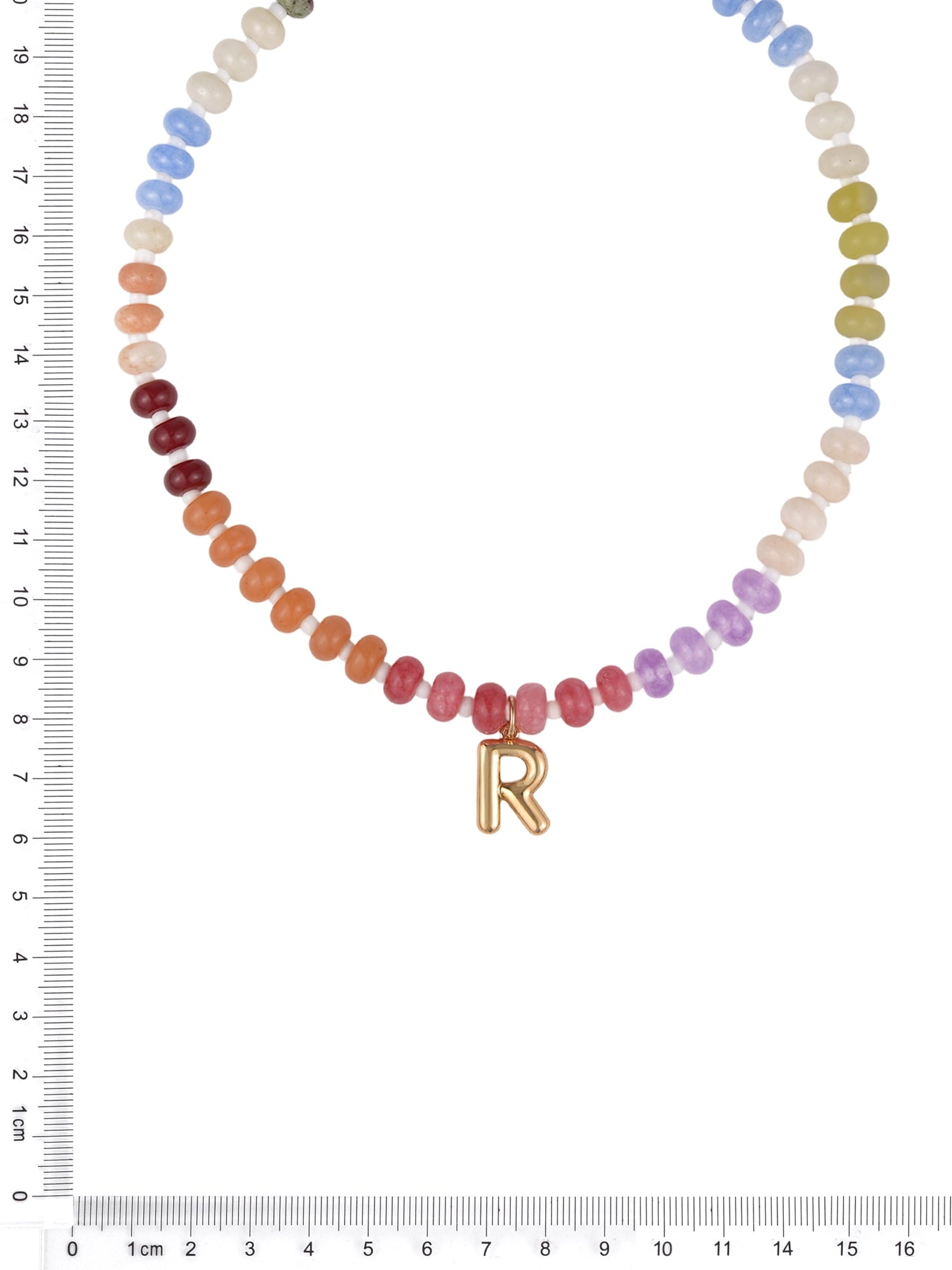 Goldtone Multicolored Bead Initial "A" Necklace