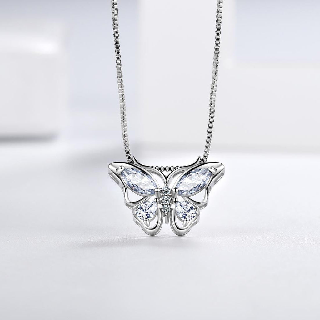 December Tanzanite Blue Butterfly Necklaces 925 Sterling Pendant Jewelry for Women Wife