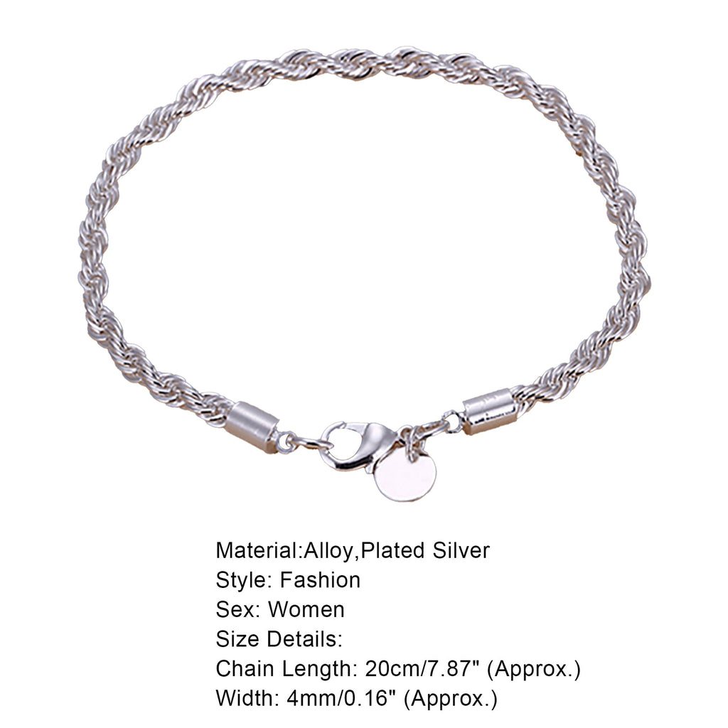 Women's 925 Sterling Bracelet Bangle Chain Banquet Jewelry