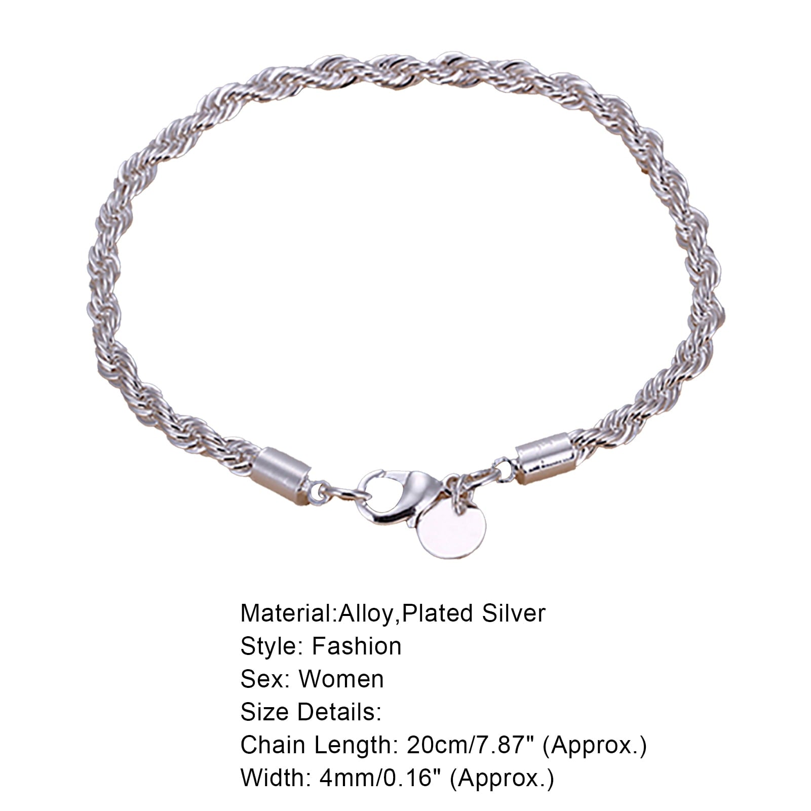 Women's 925 Sterling Bracelet Bangle Chain Banquet Jewelry
