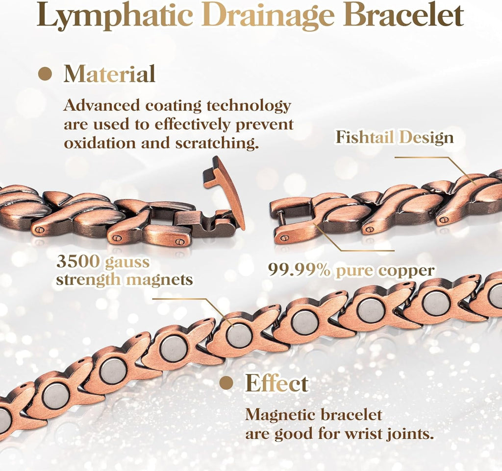 99.99% Solid Copper Magnetic Bracelets for Women