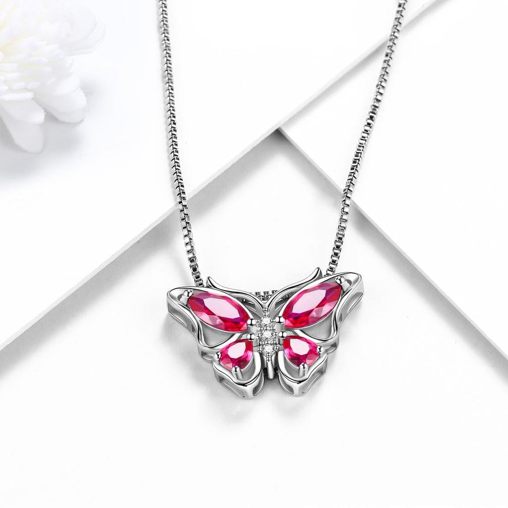 December Tanzanite Blue Butterfly Necklaces 925 Sterling Pendant Jewelry for Women Wife