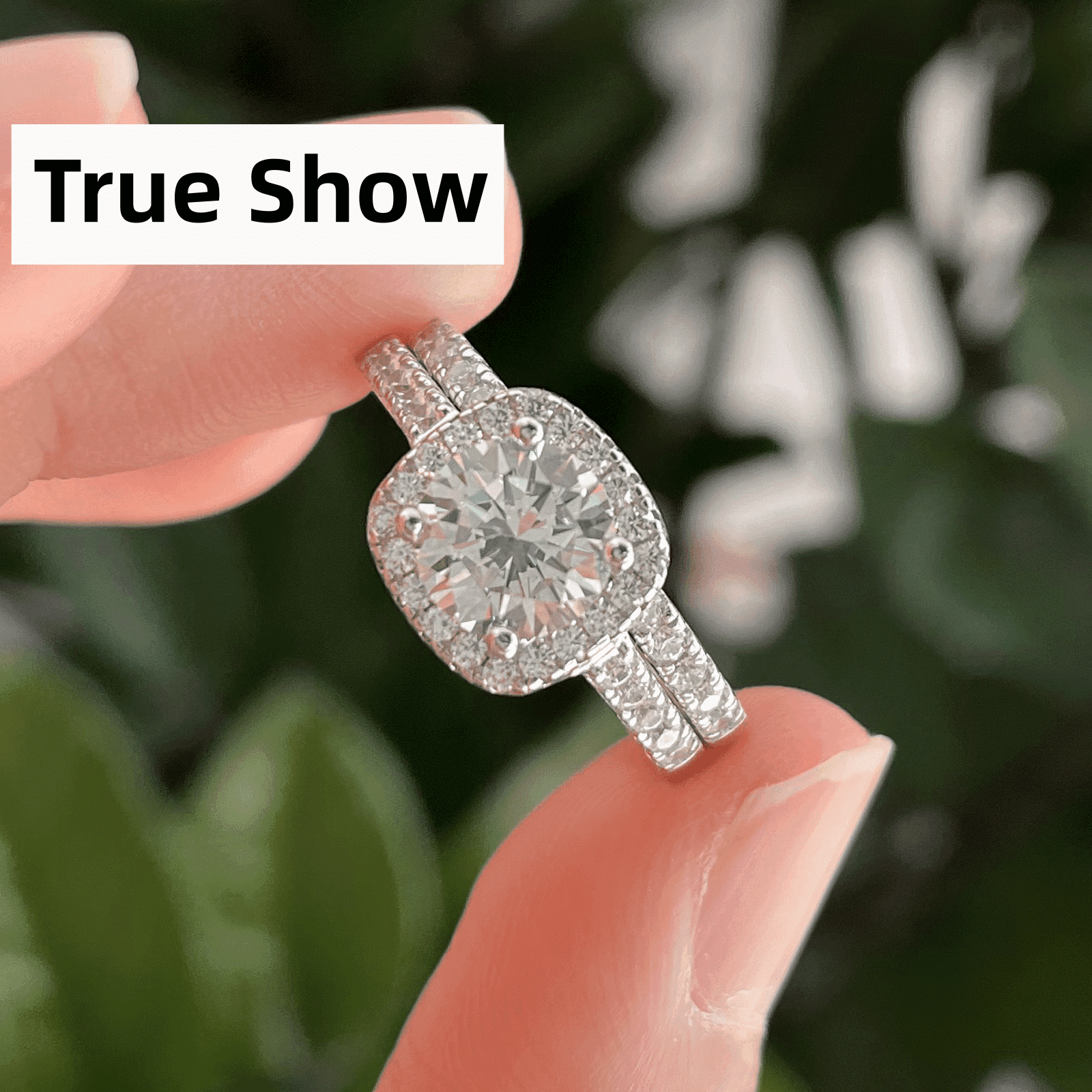 Halo Wedding Ring Set for Women Bridal Sets 925 Sterling AAAAA Zirconia Size 7