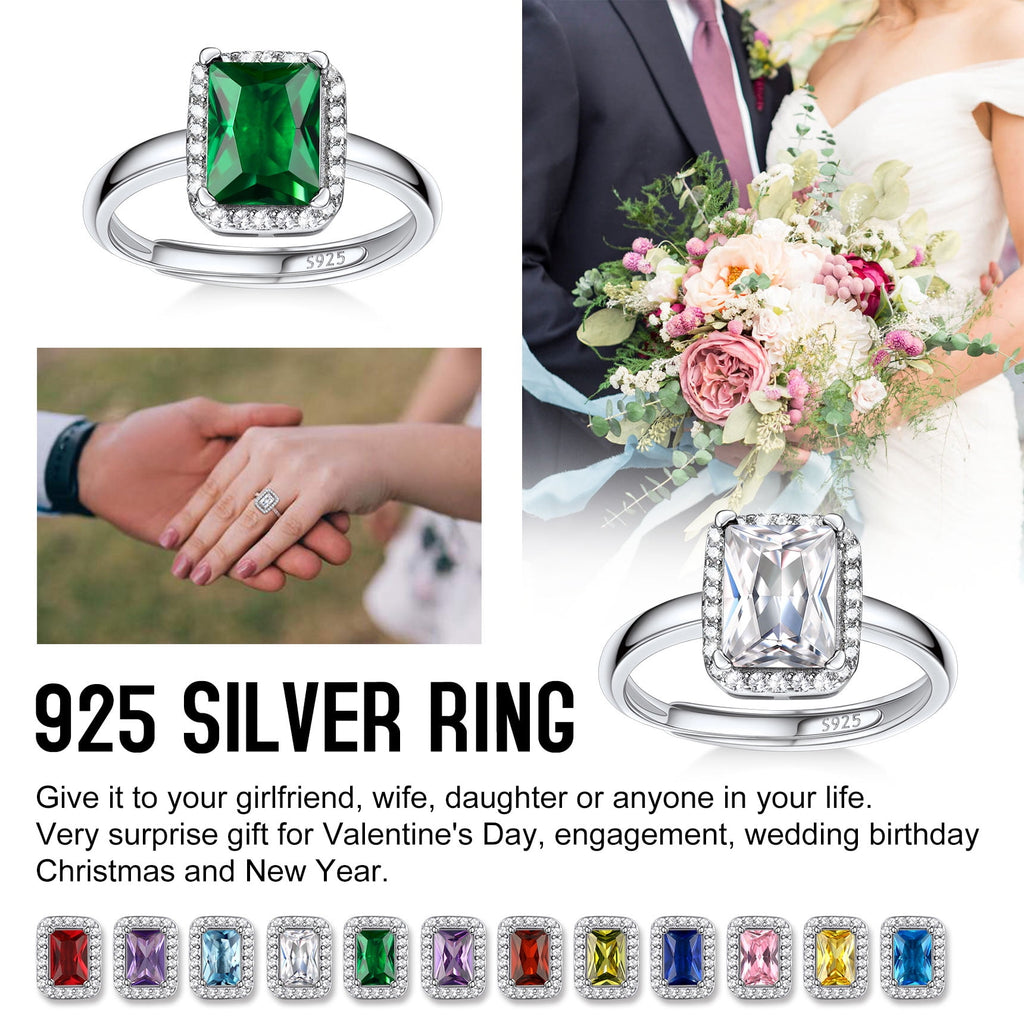 S925 Sterling Heart Rings for Women Sparkle Open Band Ring July Created Ruby Rings Size 6-12