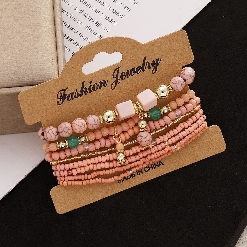 8 PCS Bohemian Women's Bracelet, Beaded Bracelet, Women's and Girls