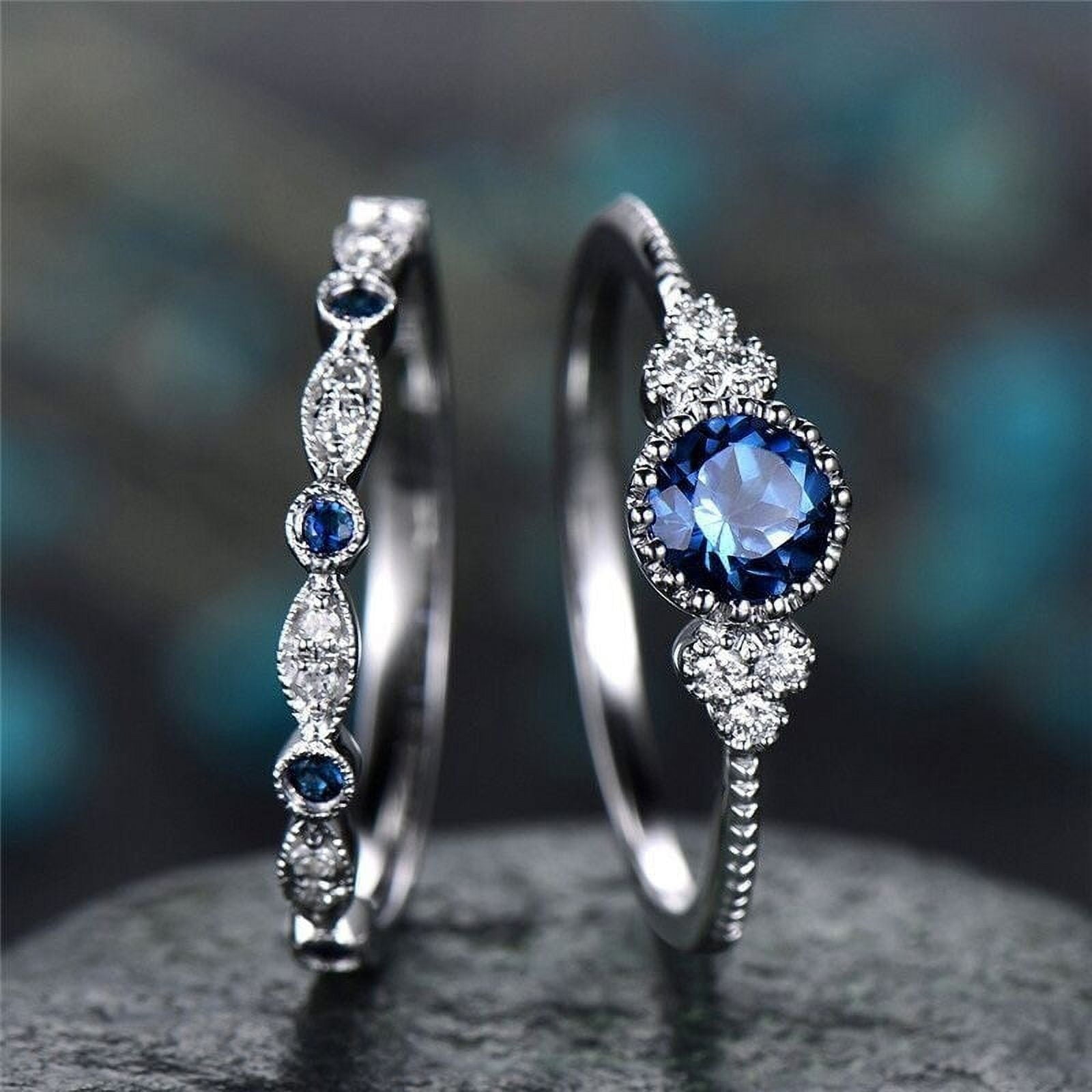 2pcs 925 Solid Sterling Ring Set