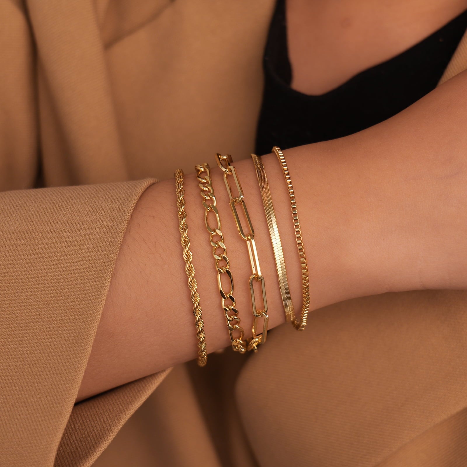 6PCS Bracelets for Women 14K Plated Dainty Layered Stacking Jewelry Set Gifts