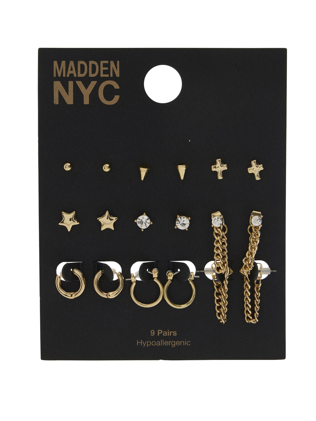 Women's Tone Western Mixed Stud &amp; Hoop 9-Piece Earring Set