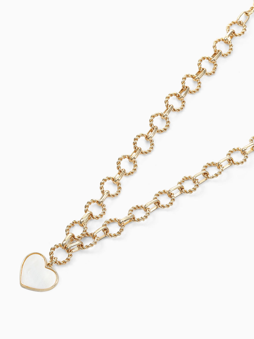 Women's Tone Mother of Pearl Heart Statement Necklace