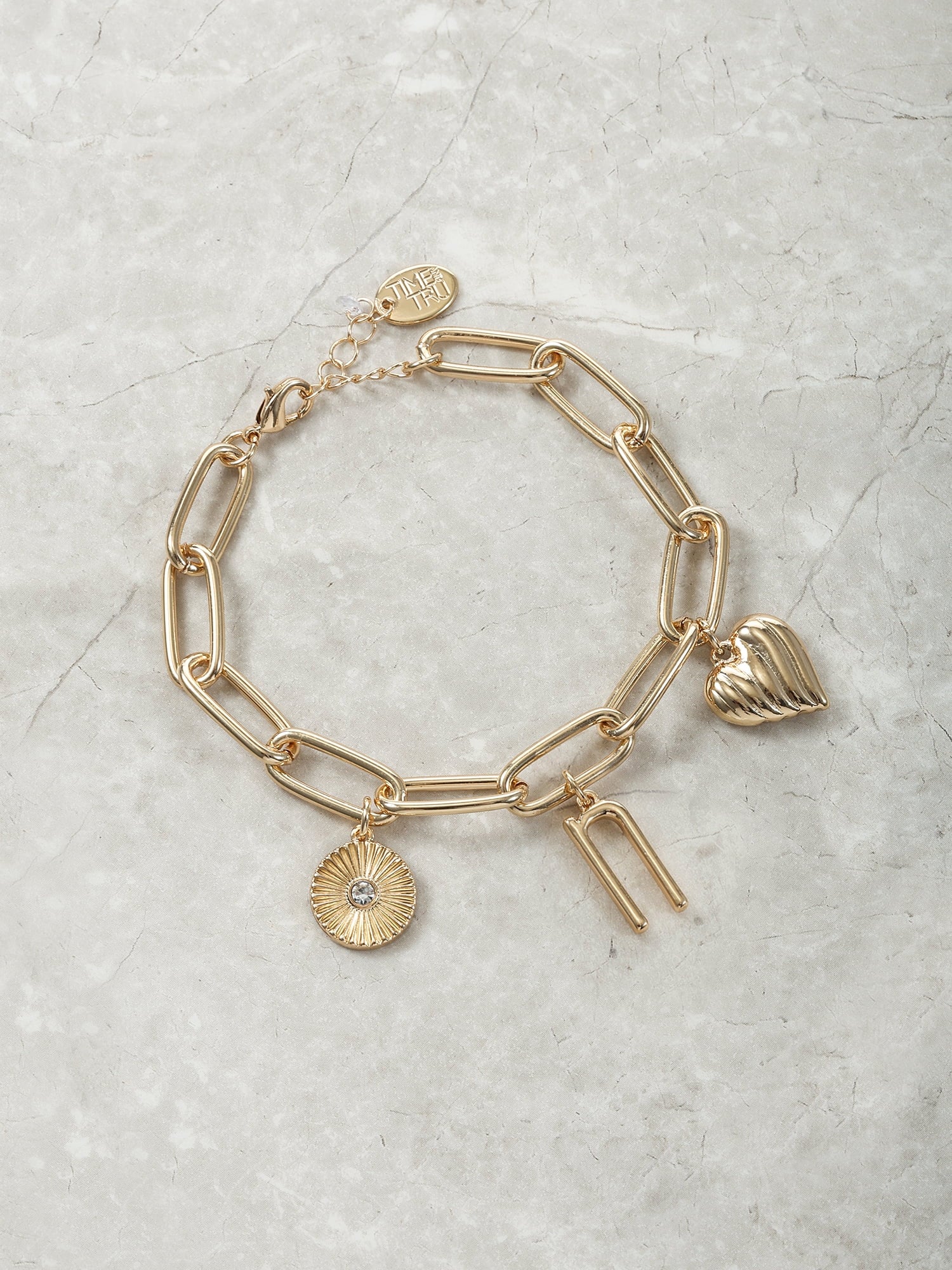 Goldtone Initial Charm Bracelet, Initial J