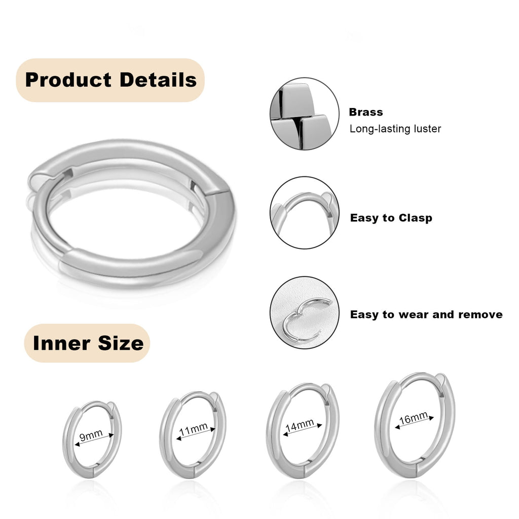 4 Pairs Hoop Earrings for Women CZ Small Huggie Cartilage Post Hypoallergenic Earrings Set for Multiple Piercing Valentines Day Jewelry Gifts Her Teen Mom Wife Lady Adults Ideas
