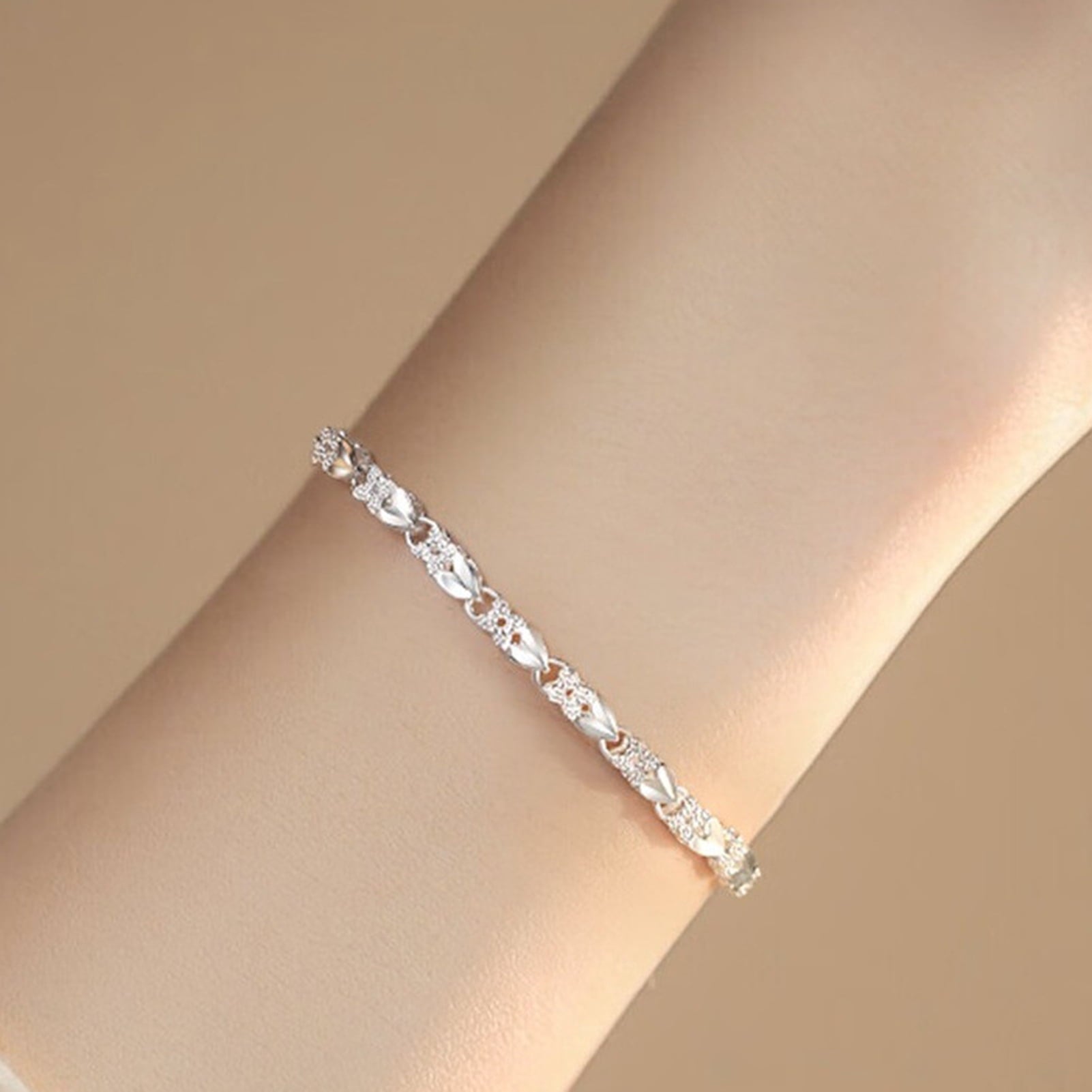 Women's 925 Sterling Bracelet Bangle Chain Banquet Jewelry