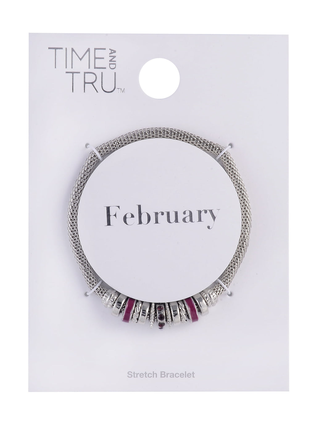 Silvertone Chain with Amethyst "February" Bracelet