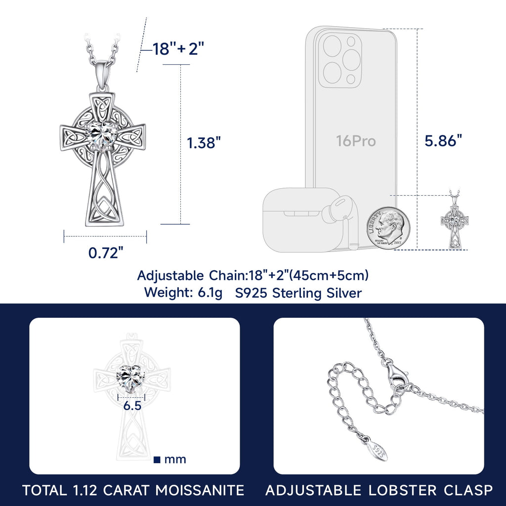 Cross Necklace for Women 1 Cross Pendant 925 Sterling Easter Christian Jewelry Gifts