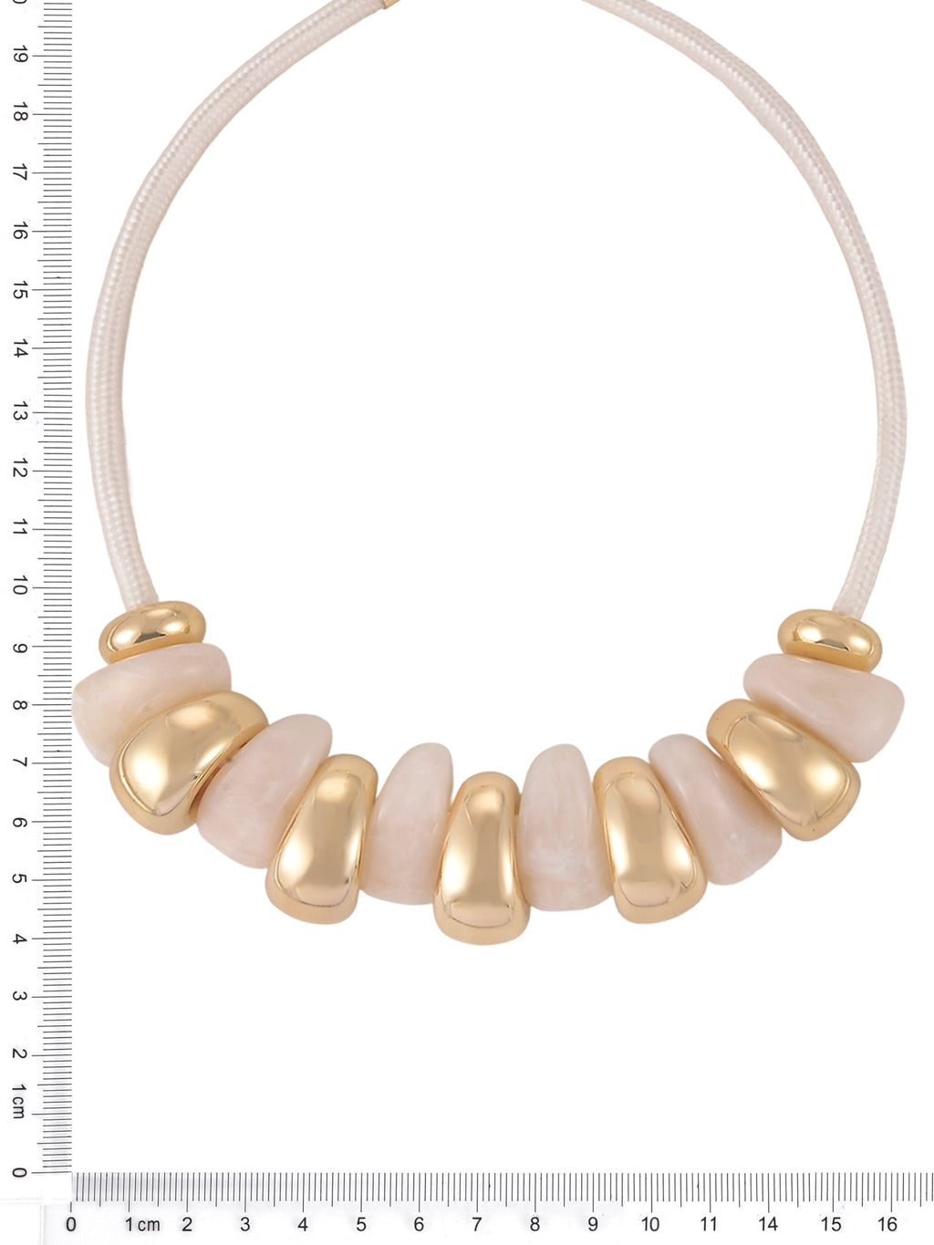 Goldtone Cord Cream Swirl Resin Bead Necklace