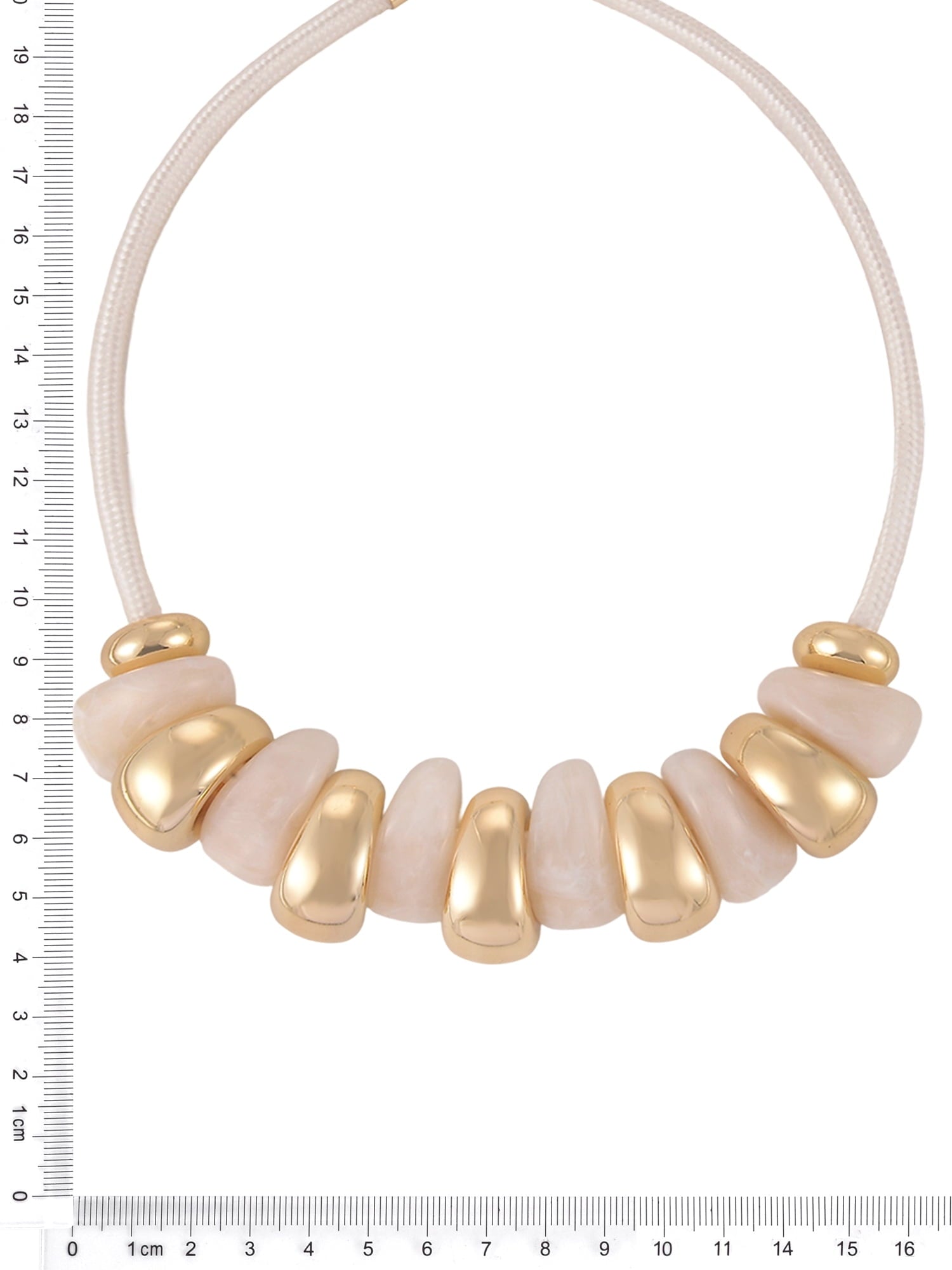 Goldtone Cord Cream Swirl Resin Bead Necklace