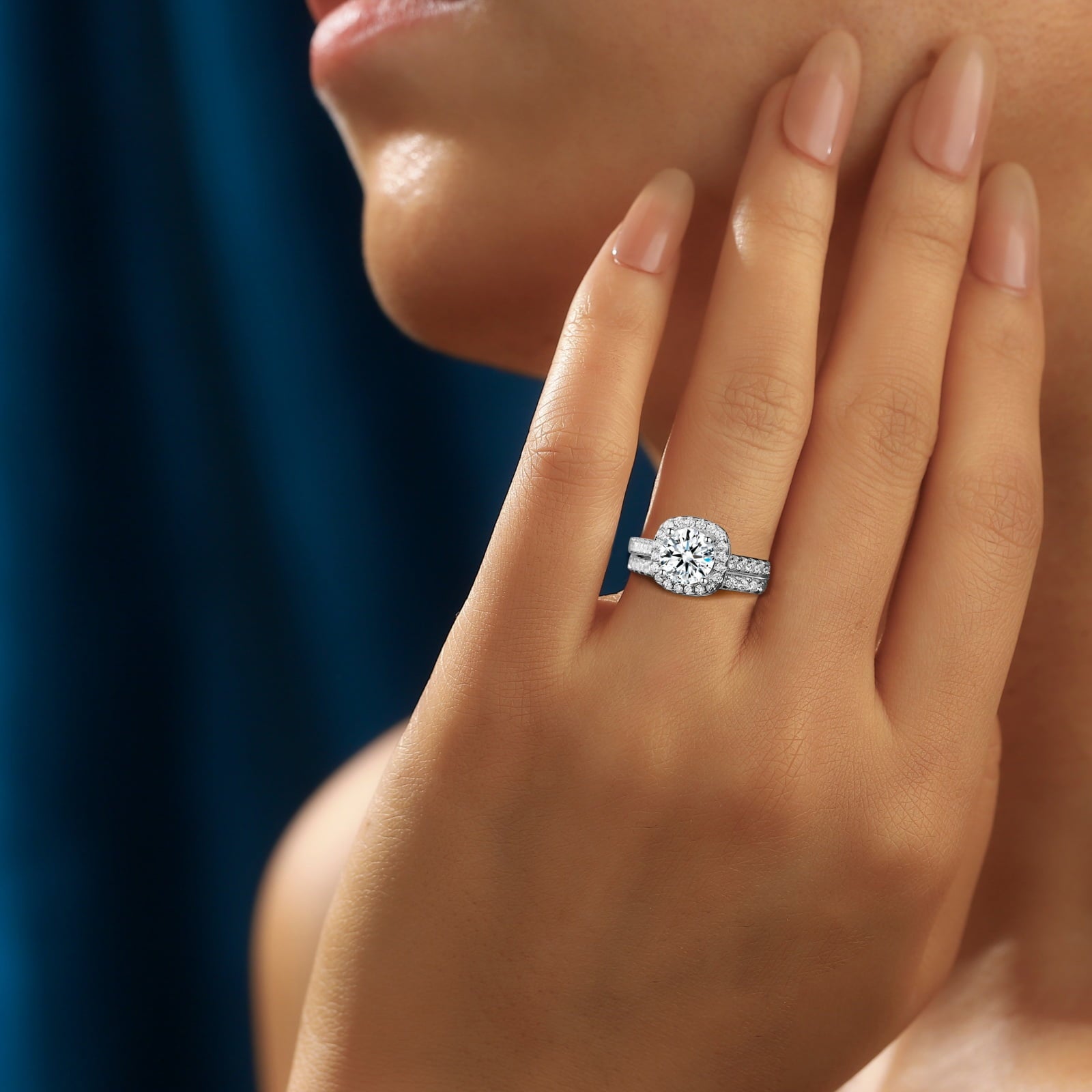 Halo Wedding Ring Set for Women Bridal Sets 925 Sterling AAAAA Zirconia Size 7