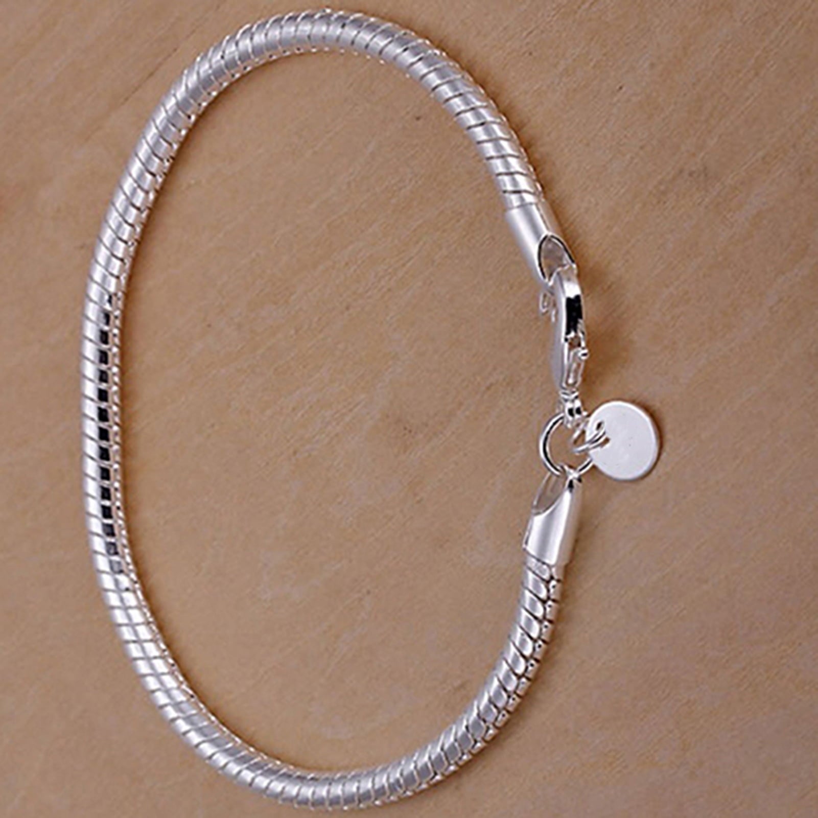 Women's 925 Sterling Bracelet Bangle Chain Banquet Jewelry