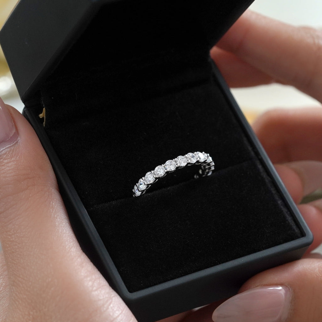 3.75 Round Cut Cubic Zirconia Eternity Ring - Classic Prong Style Wedding Ring in White Plating for Women