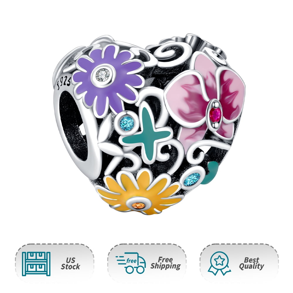 925 Sterling Charm for Bracelets Four Leaf Clover Lucky OpenWork Bead Charm Women Bracelet Charm