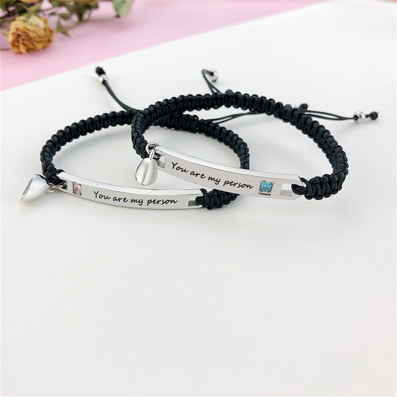 Magnetic Couples Bracelet, Adjustable Matching Macrame Bracelets, Stainless Steel Distance Relationship Bracelet, BF and GF Gifts